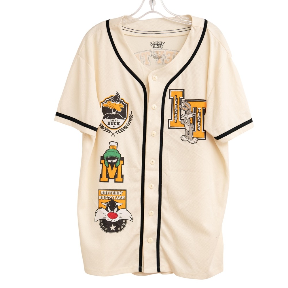 VTG 90s Looney Tunes Baseball Jersey sz XL Bugs Bunny Daffy Duck Sylvester Mesh